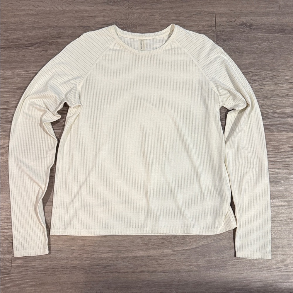 Outdoor Voices Women’s Thinkfast Mesh Long Sleeve Shirt White/Cream Medium
